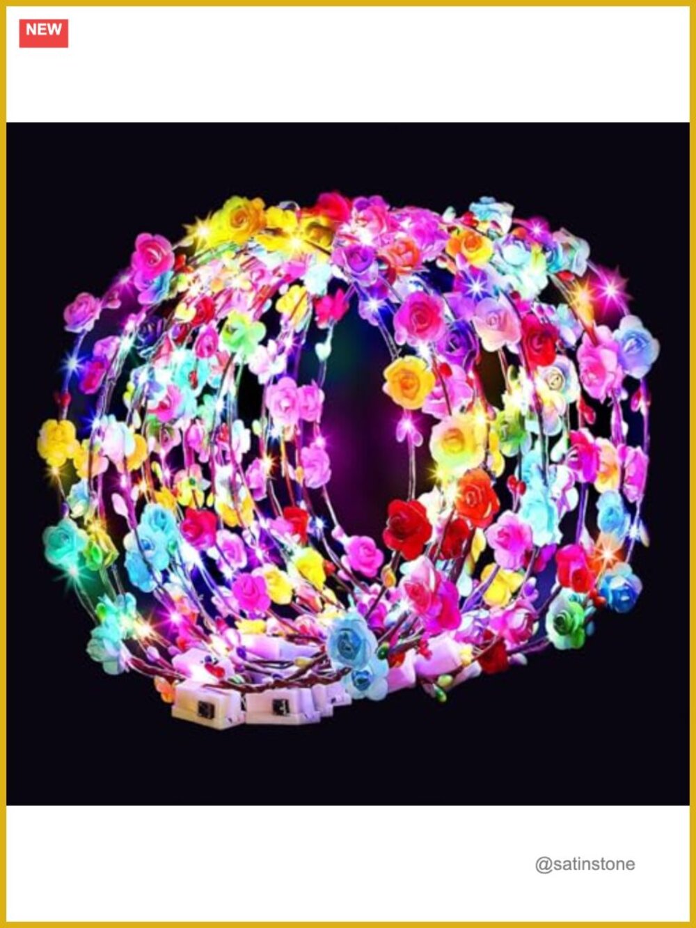 54 PCS LED Flower Crown Headbands Light Up Glow Party Favor Set